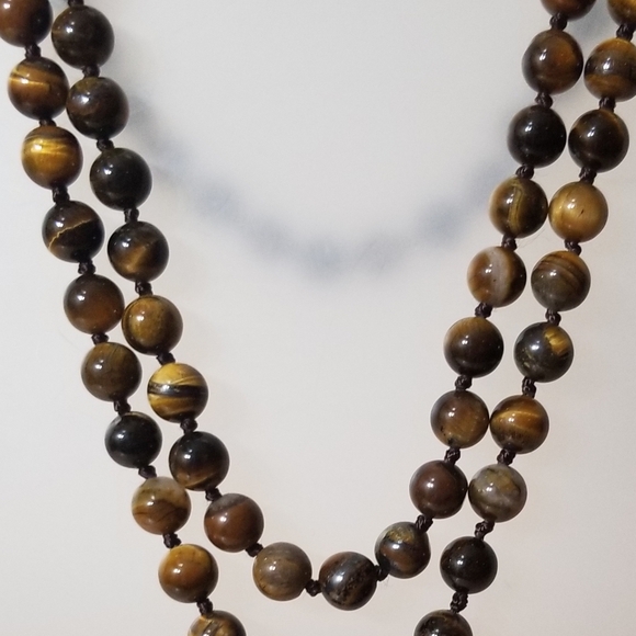 Tiger's Eye Beaded Necklace with Agate Pendant - Picture 8 of 8